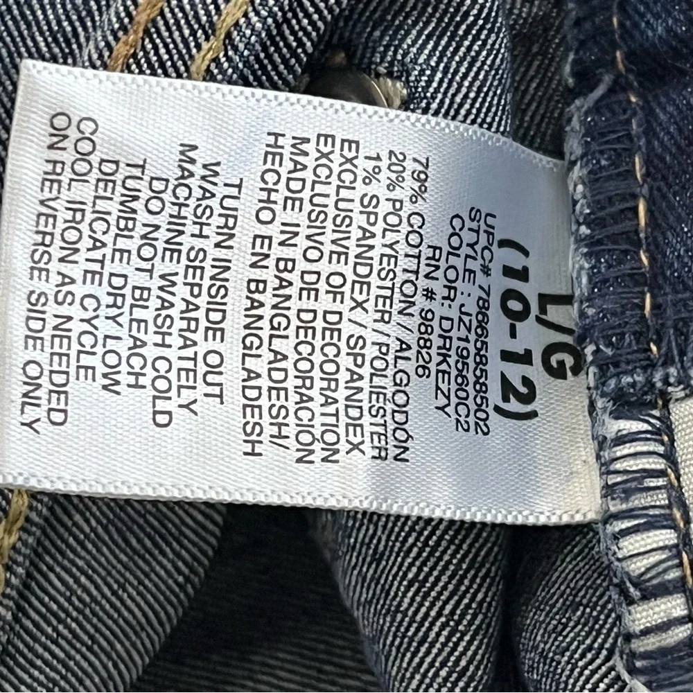 Jordache Dark Blue Kids Bib Overalls with Lace Trim Size L 10-12 - Picture 7 of 8